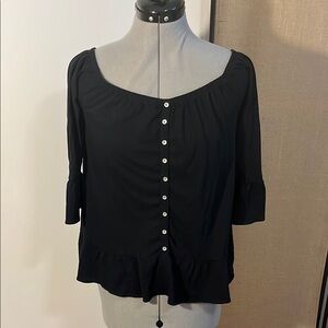 Abercrombie & Fitch Black Ruffled 3/4 Sleeve Blouse